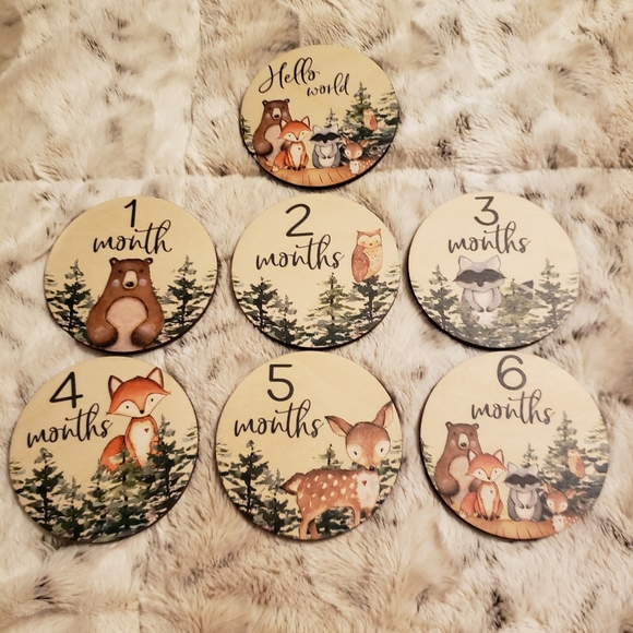 NWOT Baby Woodland animals month tags - Picture 3 of 3
